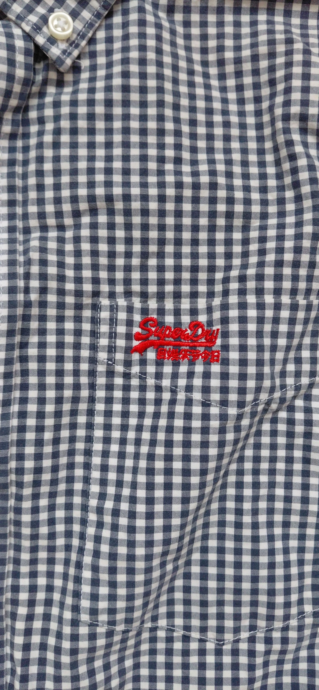 Superdry Chemise Homme XXL Vichy Bleu Blanc Button Down Casual Preppy – photo 4